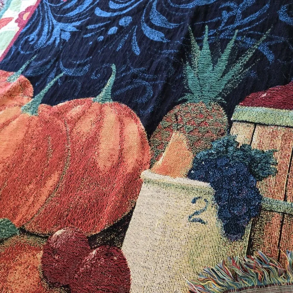 Jim Shore Tapestry Throw Harvest Thanksgiving Blanket 50”x”60” Autumn Fall